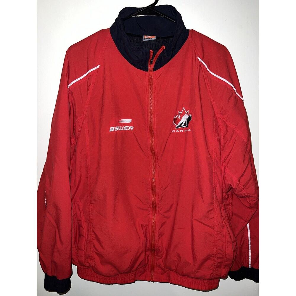 Vintage Nike Bauer 🇨🇦 Mens Coat L, Full Zip Hockey Windbreaker , USA Made